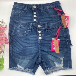 Justice Girl's Highrise Denim Distressed Midi Shorts 2-Pack Size 14